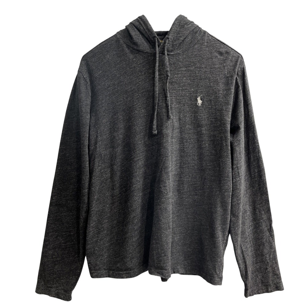 Polo Ralph Lauren Hoodie Mens L Charcoal Gray Pullover Lightweight Preppy Casual